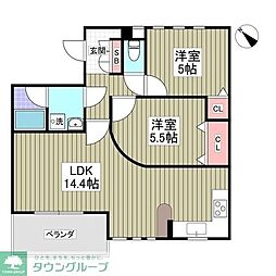 デュオパラッツォA棟 2LDKの間取図画像