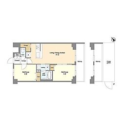 アソシエール大倉山 2LDKの間取図画像