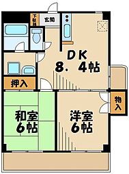クレスト市ケ尾 2DKの間取図画像