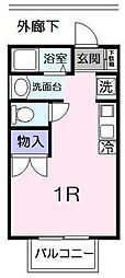 コーポ道中坂1 ワンルームの間取図画像