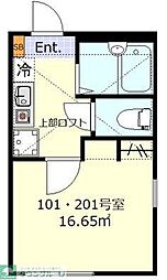 ルテリエ岸根公園 1Kの間取図画像