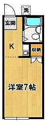 ビラシロー 1Kの間取図画像