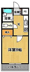 トリニティミツワ2号棟 1Kの間取図画像