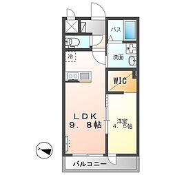 つくば市酒丸新築アパート 1LDKの間取図画像