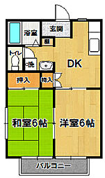 Ｋ・Ｓハイツ　Ａ棟 2階2DKの間取り