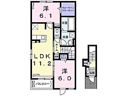 ルークスI 1階1LDKの間取り