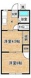 パナハイツ学園 2Kの間取図画像
