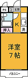 コーポルミエール 1Kの間取図画像