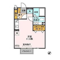 シャルマン2A ワンルームの間取図画像