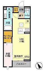 フルールA 1LDKの間取図画像