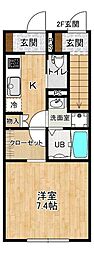 ローズガーデン 1Kの間取図画像