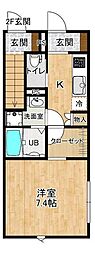 Rainbow Mirai E棟 1Kの間取図画像