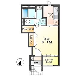 ファミリエB 1Kの間取図画像
