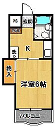 コーポルミエール 1Kの間取図画像