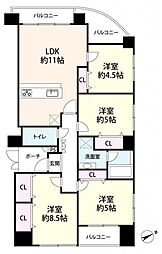 リーガル東天満 4LDKの間取図画像