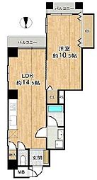 プチロイヤル谷町 1LDKの間取り