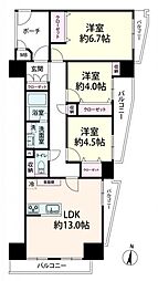 ライオンズマンション難波南 3LDKの間取図画像