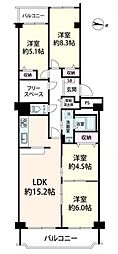 サンヴェール千里緑地公園5号棟 4LDKの間取図画像