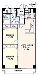 ストーク天神ハイム 2LDKの間取図画像