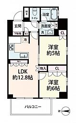 リーガル南久宝寺 2LDKの間取図画像