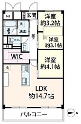 ユニライフ福島C棟 3LDKの間取図画像