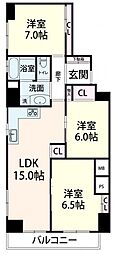 大手前ストークマンション 3LDKの間取図画像