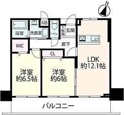 アルカディーナ天満橋リバーサイド 2LDKの間取図画像