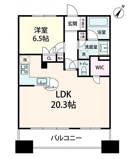 1LDK/62.25平米/南東向きですので陽当りも良く明るい住戸です。