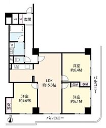 キングマンション心斎橋東 3LDKの間取図画像