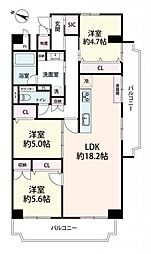 ローレルハイツ大淀1号棟 3LDKの間取図画像