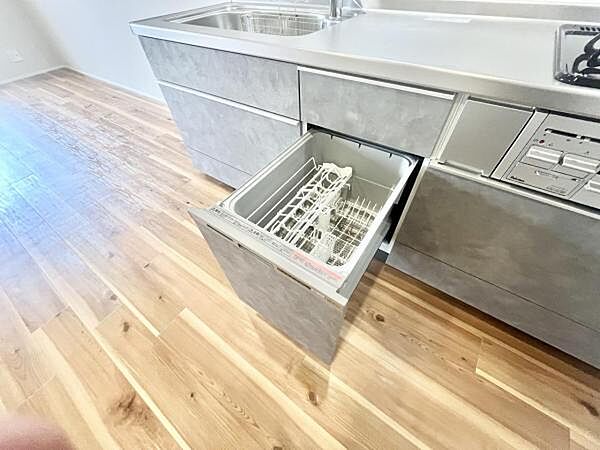 節水タイプのビルトイン食器洗い乾燥機付き。高い水温と強い水圧で、頑固な汚れもすっきり落とします