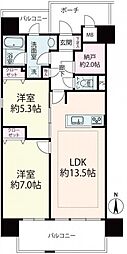 アーバンビュー西梅田パークサイド 2LDKの間取図画像