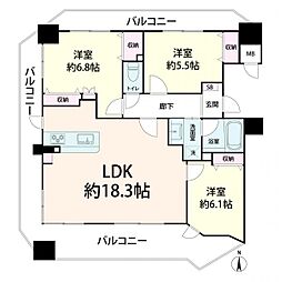 クレスタ梅田EASTアヴァンツィオ 3LDKの間取図画像