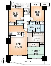 モンセーヌ住吉川公園1番館 3SLDKの間取図画像