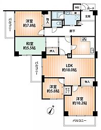 フローラハイツ岡本 4LDKの間取図画像