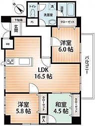 ダイアパレス新神戸 3LDKの間取図画像