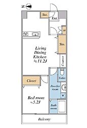 エス・ライズコート 1LDKの間取図画像