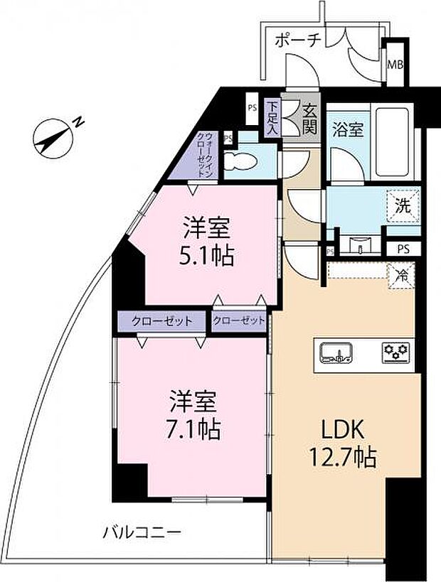 ディオレ西新宿(2LDK) 3階の間取り