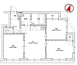スカイハイムパピヨン 3DKの間取図画像