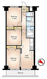 リーベスト立川 3LDKの間取り