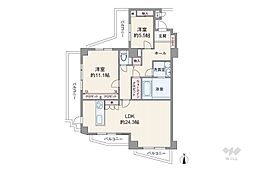朝日プラザアペックスコート西難波 2LDKの間取図画像