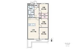 立花グリーンハイツ2号棟 3LDKの間取図画像