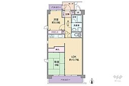 パレ武庫之荘東 2LDKの間取図画像