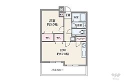 塚口フレックス 1LDKの間取図画像