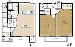 西武新宿線 上井草駅 徒歩11分の賃貸アパート 2階2LDKの間取り