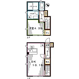 東京メトロ丸ノ内線 南阿佐ケ谷駅 徒歩19分の賃貸アパート 1階1LDKの間取り