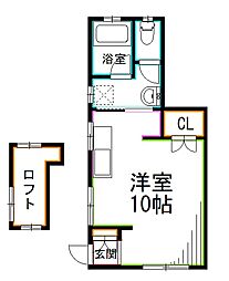 JR総武線 阿佐ケ谷駅 徒歩14分の賃貸アパート 2階ワンルームの間取り