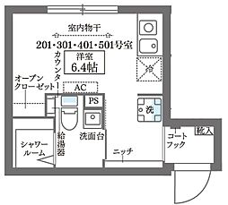 JR総武線 西荻窪駅 徒歩9分の賃貸マンション 4階ワンルームの間取り