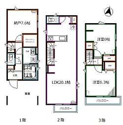 JR中央本線 阿佐ケ谷駅 徒歩13分の賃貸一戸建て 2SLDKの間取り