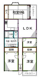 西武新宿線 井荻駅 徒歩13分の賃貸マンション 2階3SLDKの間取り